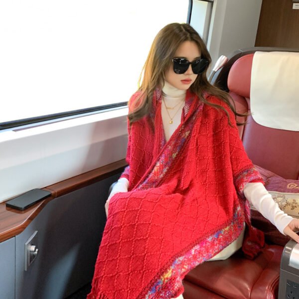 Casual Versatile Personality Border Dark Pattern Shawl Scarf - Image 2