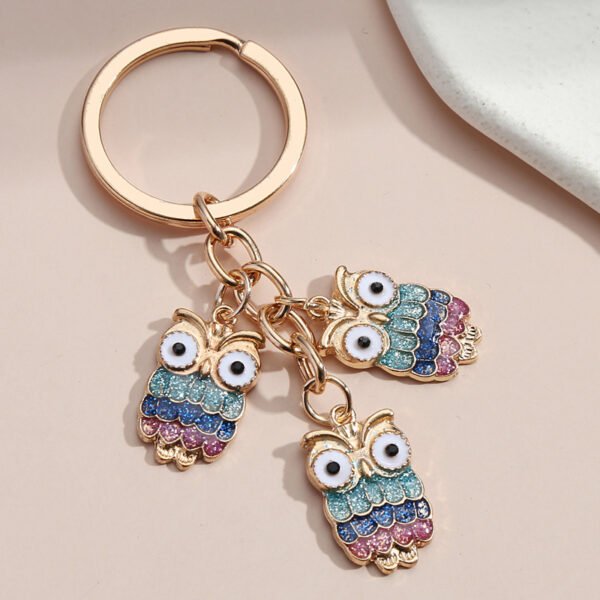 Hot Selling Dripping Oil Alloy Colorful Owl Ladybug Dark Flower Ghost Face Keychain Bag Ornaments - Image 9