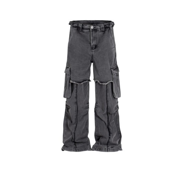 Men's Double Layer Stitching Ruffle Straight-leg Trousers - Image 2