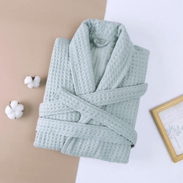 Cotton Double Waffle Unisex Thickened Long Robe - Image 3