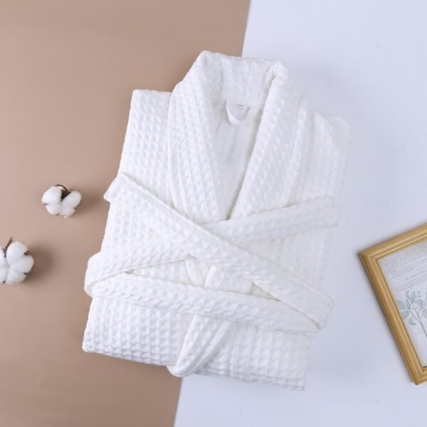 Cotton Double Waffle Unisex Thickened Long Robe - Image 2