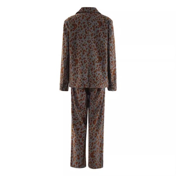 Leopard Print Casual High-end Temperament Suit Wide Leg Pants Two-piece Suit - Image 4