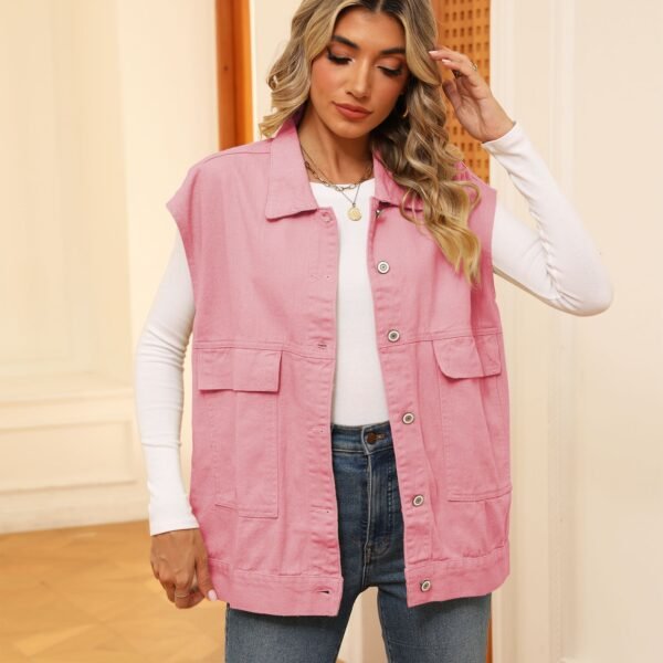 Denim Vest With Big Pockets - Image 9