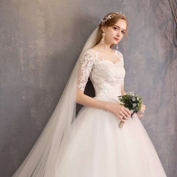 Slim Mid-sleeve Plus Size Photo Studio Wedding Dress - Image 5
