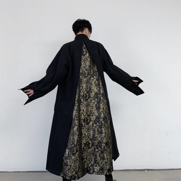 Japanese Minority Gorgeous Splicing Men's Domineering Personalized Elegant Mid-length Windbreaker Without Buckle - Image 4