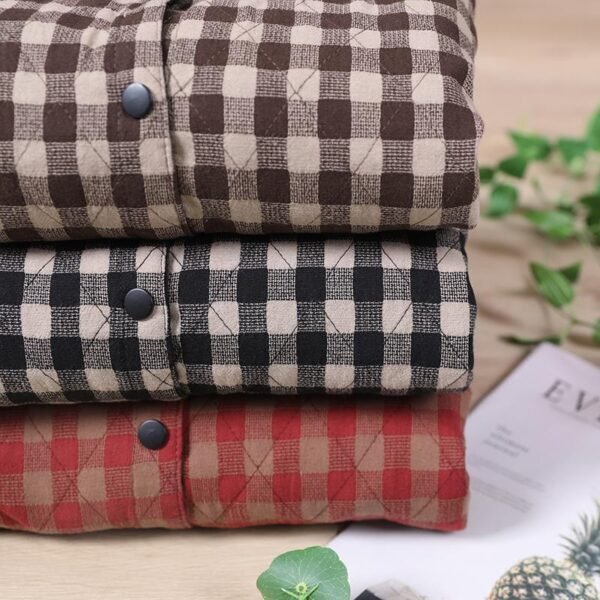 Artistic Plus Size Cotton Linen Cotton-padded Coat Plaid Coat - Image 4