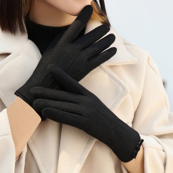 Women's Winter Fleece Lined Padded Warm Keeping Finger Gloves - Image 5