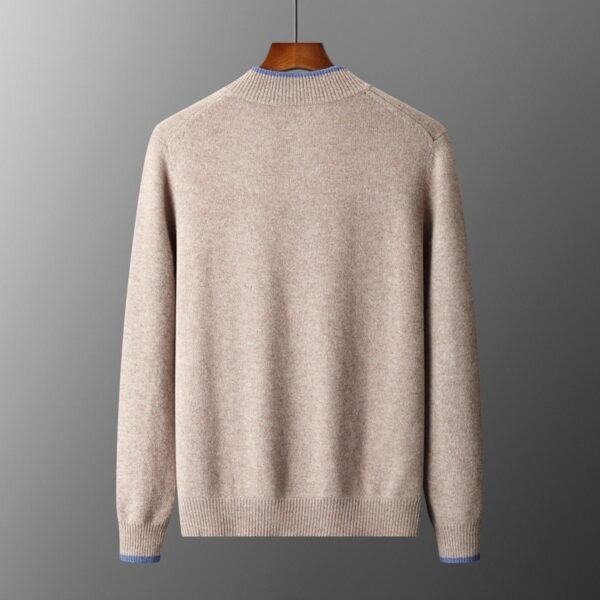 Autumn And Winter New Men's Contrast Color Cardigan Half Turtleneck Zipper Sweater Men - Image 2