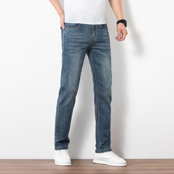 Loose Youth Straight Slim Fit Elastic Trend Men's Jeans - Image 4
