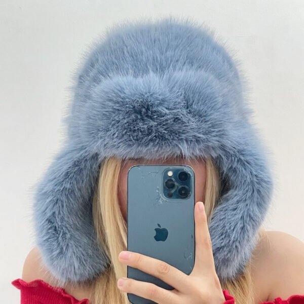 Blue Mink Velvet Ushanka Female Northeast Plush Bonnet - Image 7