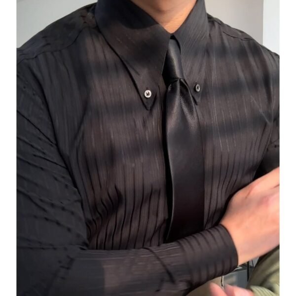 Spring Leisure Business Pointed Collar Striped Shirt - Image 4