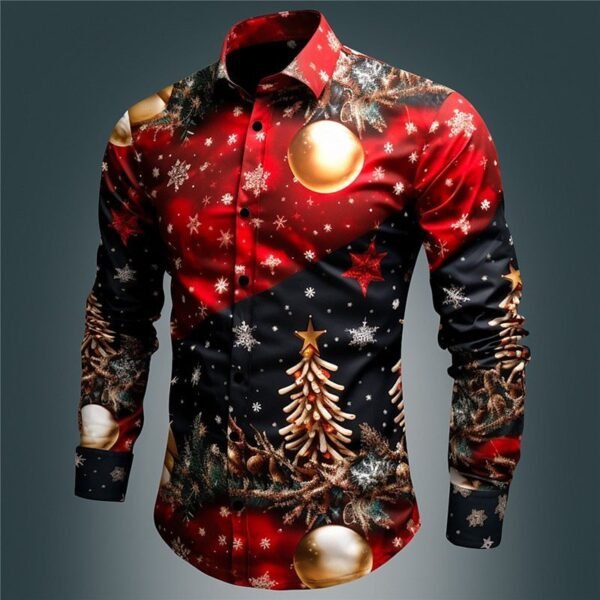 Christmas Element Men's Lapel Casual Shirt - Image 8