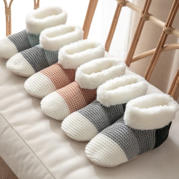 Women's Color-matching Knitted Plush Floor Socks Home Indoor Warm Non-slip Carpet Socks Winter Fashion - Image 4