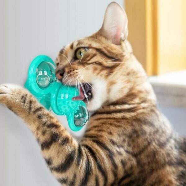 Rotating Windmill Cat Toy with Suction Cup & Catnip - Image 4