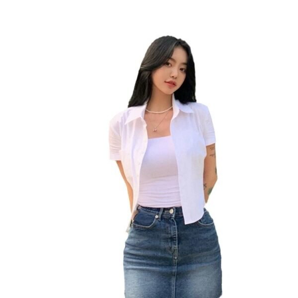 Summer Pure Desire Waist Sexy Hot Girl Shirt Short Sleeve - Image 5