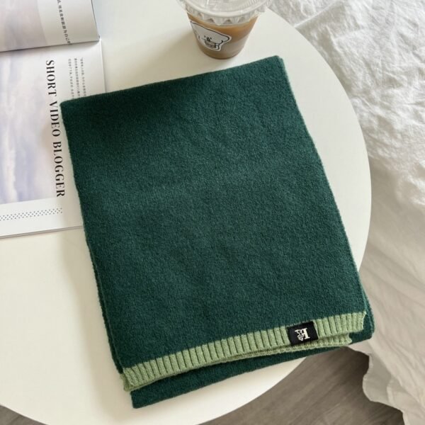 Korean Style All-matching Youthful-looking Keep Warm Pure Color Wool Knitted Scarf - Image 6