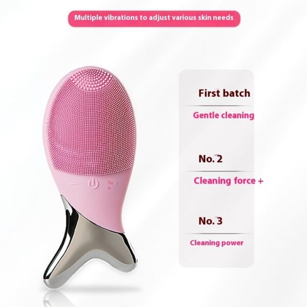 Silicone Gel Cleansing System Electric Facial Nstrument Cleaning Brush Pores Inductive Therapeutical Instrument Vibration Massager - Image 3