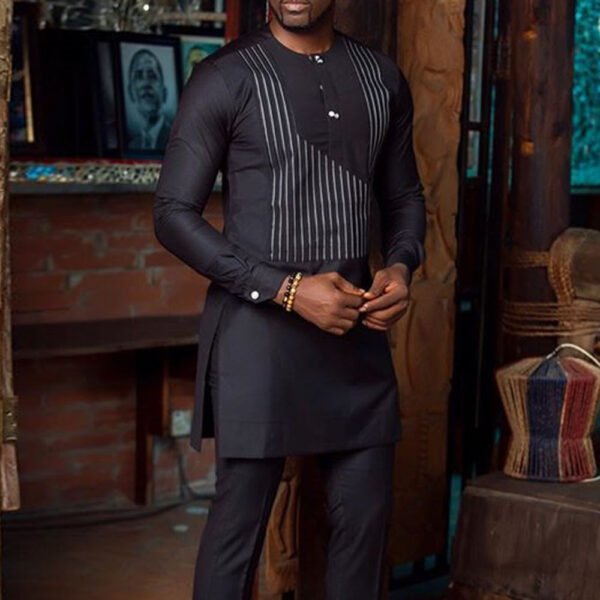 Men's Fashion Casual Striped Long-sleeved Shirt - Image 3