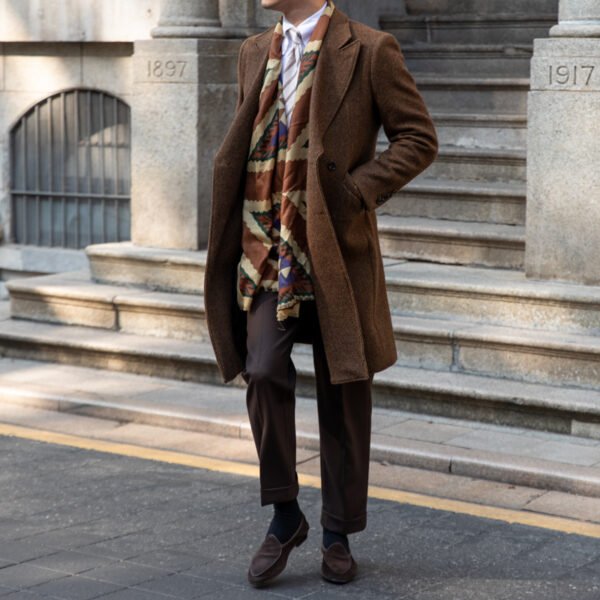 Men's Vintage Wool Brown Denim Jacket - Image 5