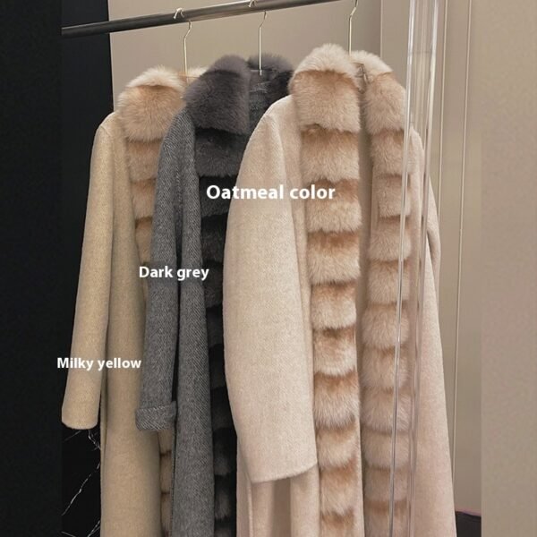 Alpaca Fleecefiber Coat Detachable Fox Fur Collar - Image 2