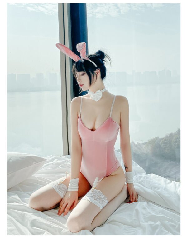 Sexy Low-cut Pajamas Erotic Lingerie Teasing Bunny Girl On Bed - Image 6