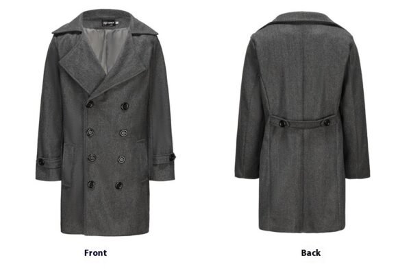 Mid-length Double-breasted Men's Slim-fit Woolen Coat - Image 6