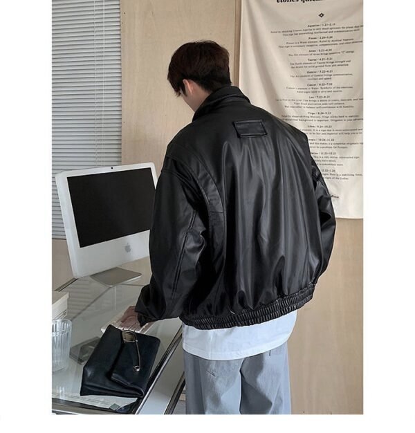 Vintage Motorcycle Leather Coat Men's Autumn - Image 7