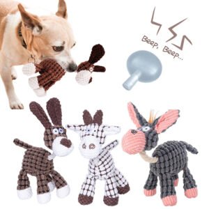 Squeaky Donkey Dog Toy – Plush Molar Chew Bone