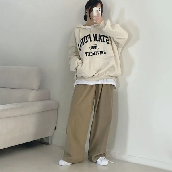 Foreign Trade Fleece Zipper Sweater Women's Thin Letters - Image 9