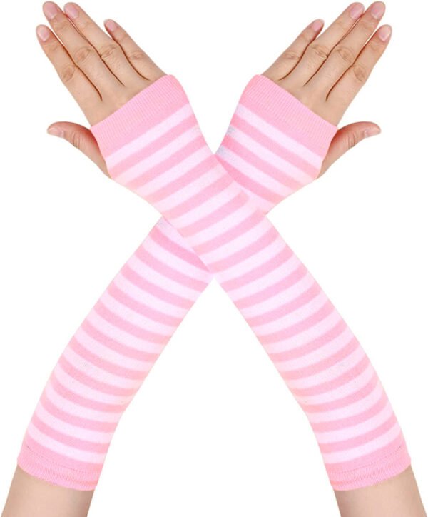 Fingerless Oversleeve Dark Lolita Striped Cross Long Cosplay Oversleeve Sheath - Image 7