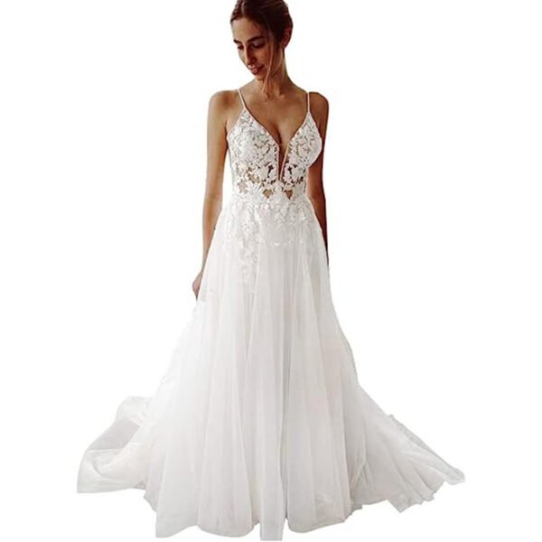Women's Wedding Dress Lace Strap Backless - Image 5