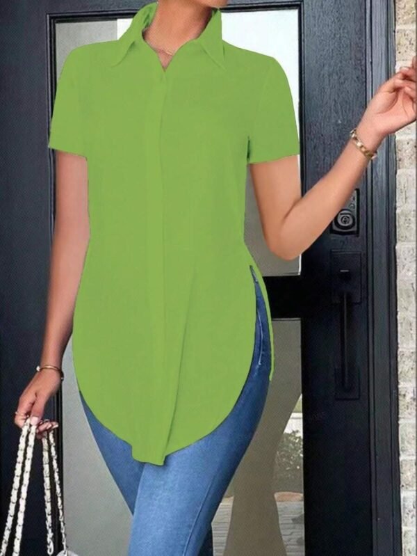Summer Fashion Simple Polo Collar Women's Shirt - Image 9