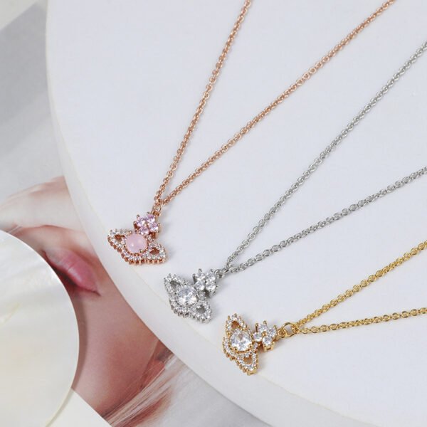 Saturn Rhinestone Gem Four Petal Flower Fashion Clavicle Chain - Image 4