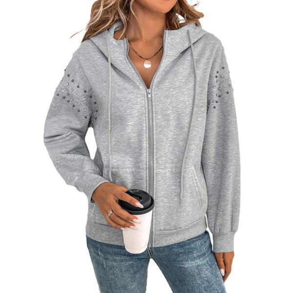 Hooded Long Sleeve Sweater Rivet Fashion Women - Image 5
