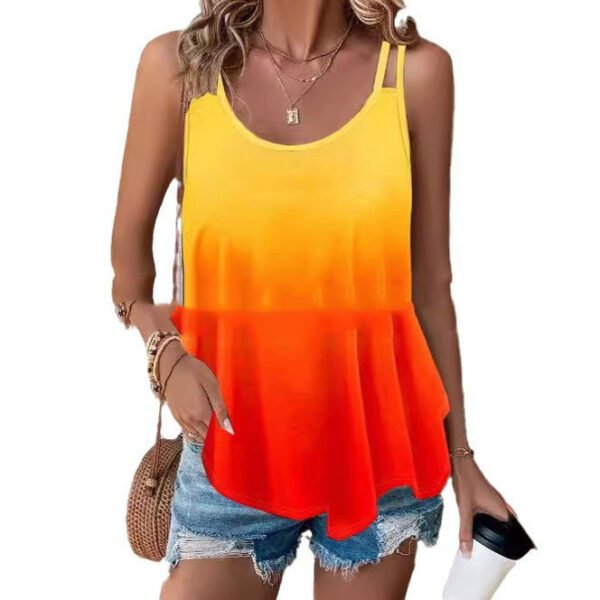 Double Shoulder Camisole Round Neck Print Innerwear Sleeveless Bottoming Shirt - Image 10