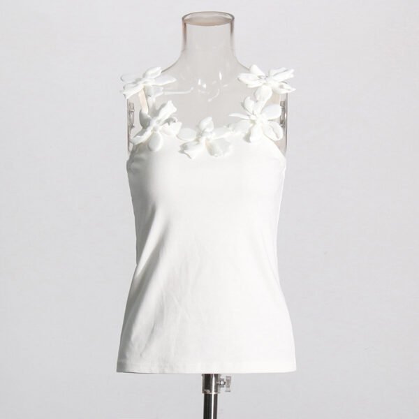 Casual Outdoor Women's Elegant Stitching Three-dimensional Flower Design Sling Top - Image 5