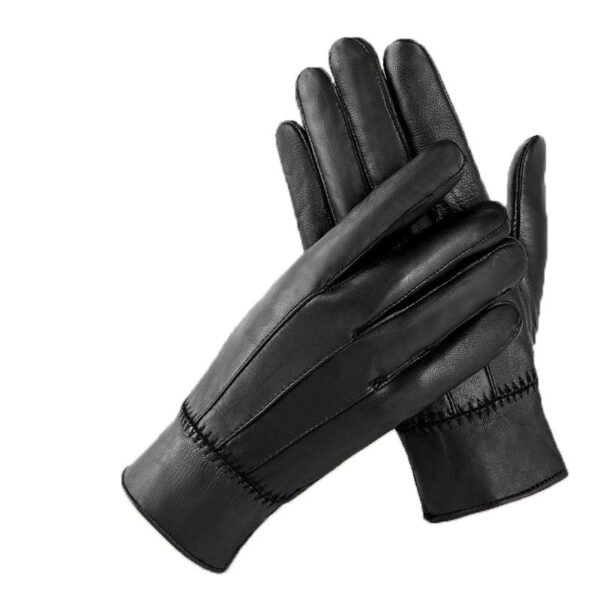 Genuine Leather Gloves For Men Women Fleece Lined Padded Warm Keeping Sheepskin Gloves - Image 5