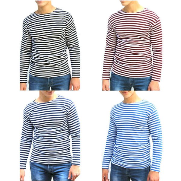 Street Trend Spliced Men's Striped T-shirt - Image 4