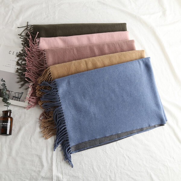 Cashmere-like Solid Color Scarf Double-sided Two-tone - Image 3