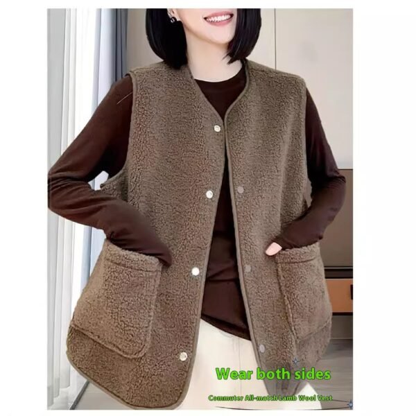 Outer Wear Fur Integrated Vest Waistcoat Overcoat - Image 3