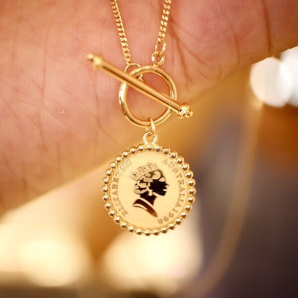 Gold Retro Round Brand Pure Jewelry Necklace - Image 4