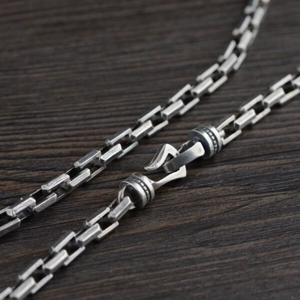 S925 Silver Antique Finish Chain Punk Thick Type Necklace - Image 2