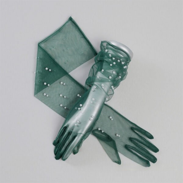 Summer Thin Bridal Pearl Mesh Gloves - Image 10
