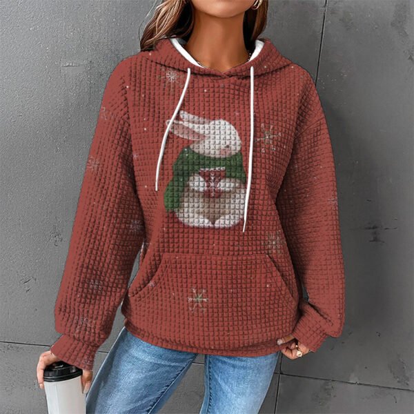 Waffle Sweater Hooded Sweaters Women's Clothing - Image 3