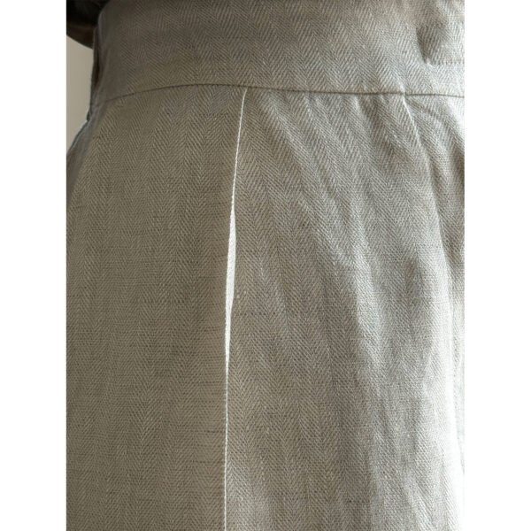 Textured Tencel Linen Oblique Placket Comfortable Slimming Casual Cropped Pants - Image 4
