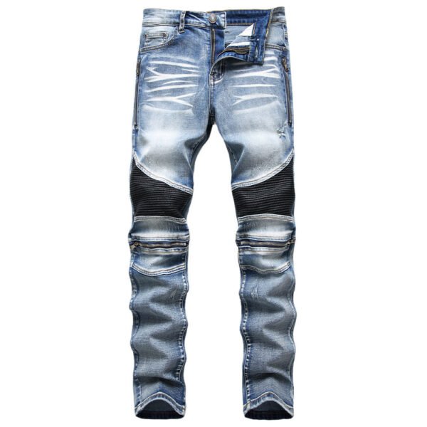 Men's Motorcycle Zipper Oversized Jeans - Image 3