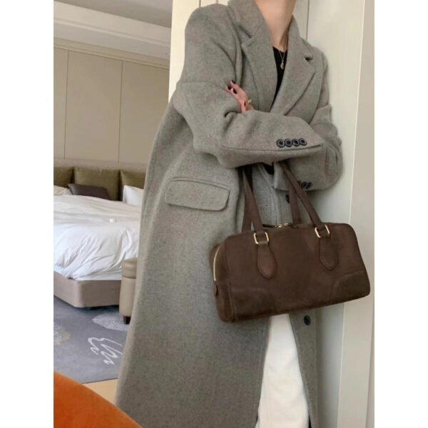 Loose Versatile Below The Knee Long Woolen Coat - Image 7