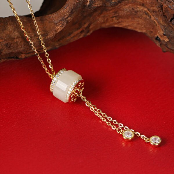 Hetian Jade White Jade Column As Right As Rain Necklace S925 Silver - Image 3