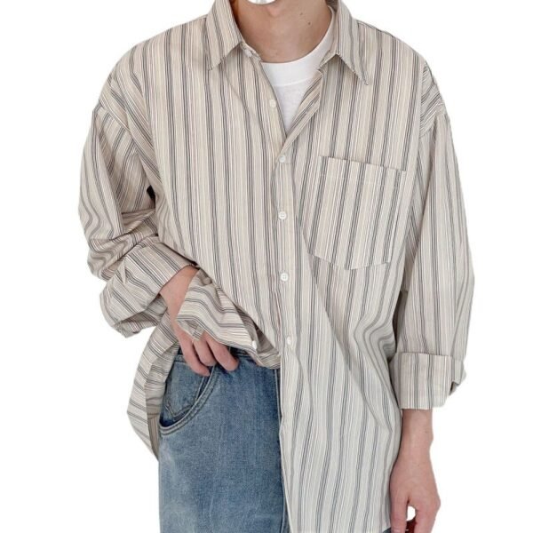 Striped Long-sleeved Shirt Men's Hong Kong Style - Image 5