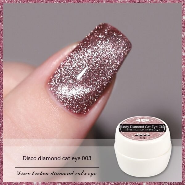 Reflective Diamond In The Debris Glue Cat Eye Gel Polish Nail Art - Image 5